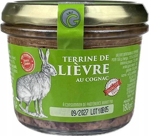 Francouzská zaječí terina hrubozrnná paštika s koňakem 180g
