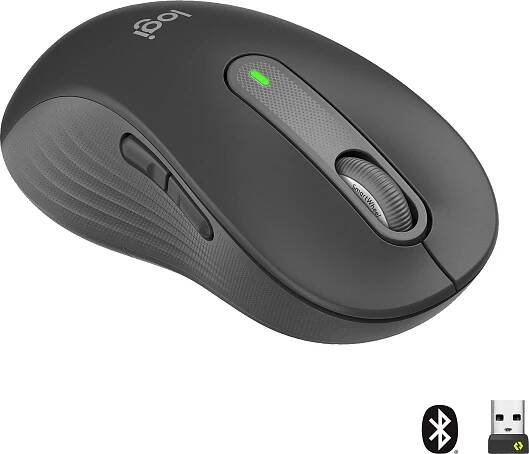 Logitech Signature M650 L left optická myš, přenos bezdrátový, Bluetooth®, 5 tlačítko, 4000 dpi, grafitová