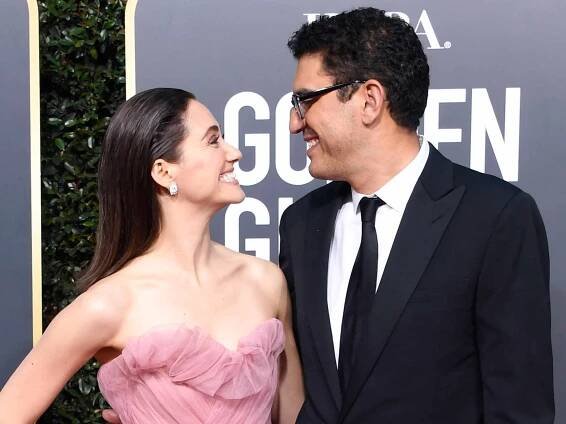 Emmy Rossum and Sam Esmail attend the 76th Annual Golden Globe Awards on January 6, 2019 in Beverly Hills, California