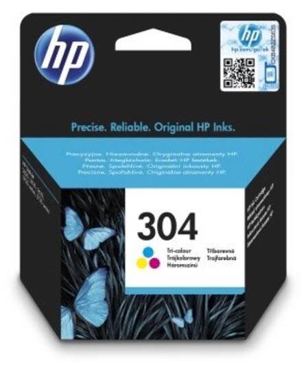 HP 304 Tri-color Original Ink Cartridge, N9K05AE