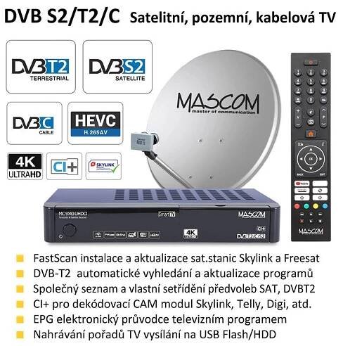 Mascom MC9140 UHDCI, DVB S2+T2+C, IPTV, WIFI, 4K UHD | e-anteny.cz 
