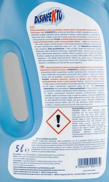DISINFEKTO dezinfekční přípravek bez chlóru s květinovou vůní 5 l - DISINFEKTO dezinfekční přípravek bez chlóru s květinovou vůní 5 l