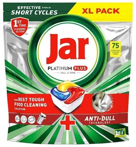 Obrázek produktu pro Jar Platinum Plus All In One Lemon kapsle do myčky 75 ks