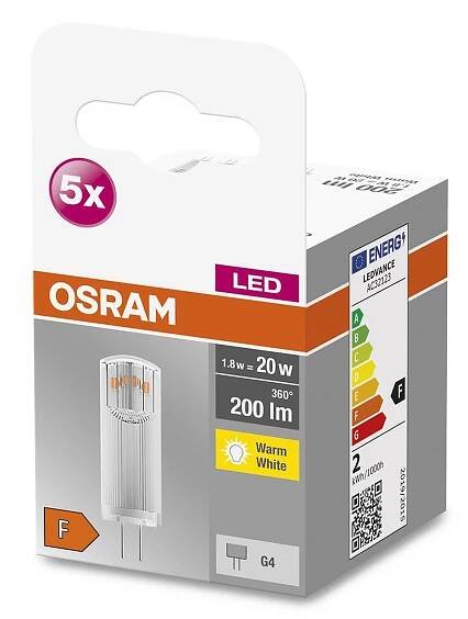OSRAM OSRAM Base PIN LED kolík žárovka G4 1,8W 200lm 5ks
