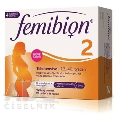Femibion 2 Tehotenstvo tbl 28 + cps 28 (kys. listová + vitamíny, minerály + DHA) 1x56 ks - Lekáreň IZIS