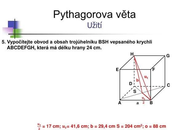 PPT - Pythagorova věta užití v prostoru PowerPoint Presentation, free ...
