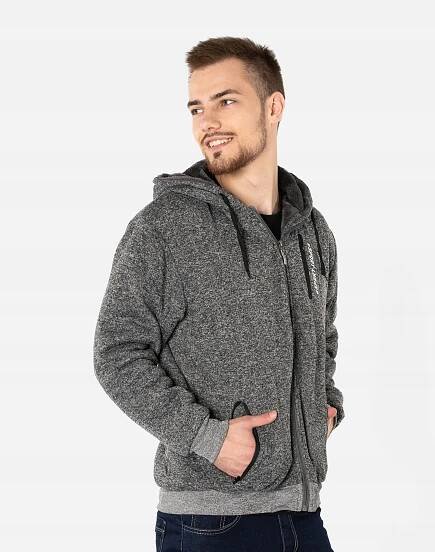 Teplá Mikina Pánská Zateplená Kožíškem 74315-2 XXL Druh rozepínací s kapuci