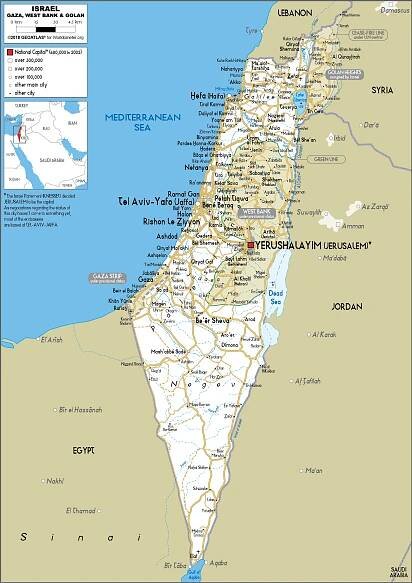 Israel Map (Road) - Worldometer