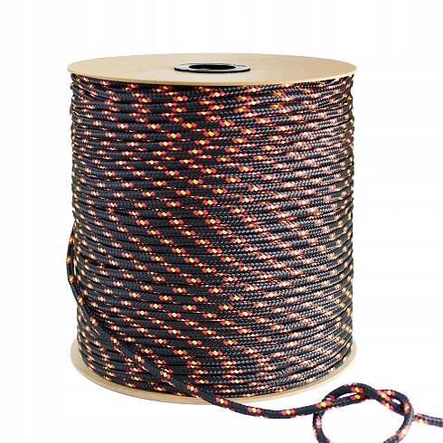 Lano Polypropylenové pletené lano univerzální ČERNÉ 12 mm 1 m
