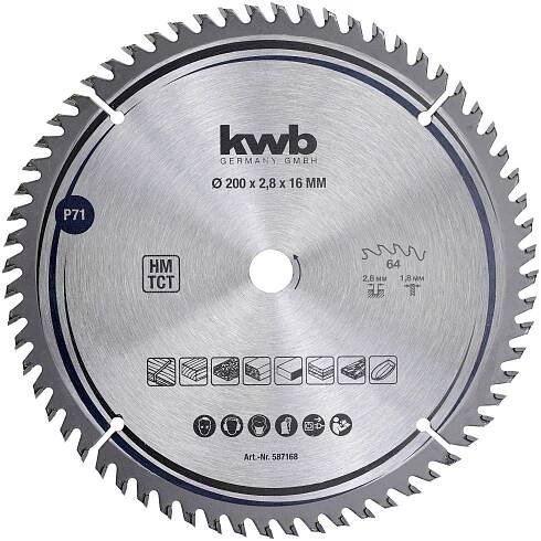 kwb 587168 tvrdokovový pilový kotouč 200 x 16 mm 1 ks