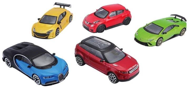 5-pack sada modely 1/43 Bburago - Bugatti Lamborghini Renault Nissan.. | Aukro