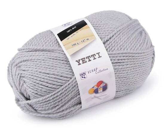 Pletací příze Yetti 100 g, střední, 23 (56177) šedá světlá (bal. 1)