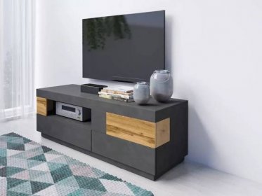 Jednoduchý televizní stolek SHADI, matera/dub wotan levné TV stolky