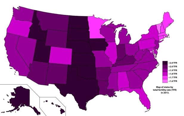 Seznam států a teritorií USA podle úhrnné plodnosti – Wikipedie