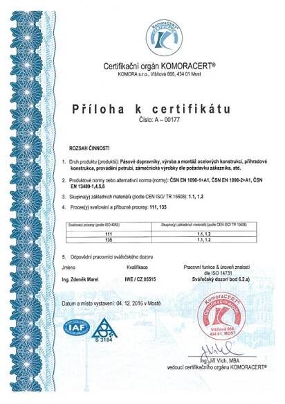 VVV MOST - CERTIFIKÁTY | Certifikáty, kvalifikace, uznání, osvědčení, ISO, ČSN