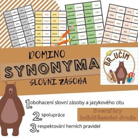 Synonyma - domino, 5 verzí hry, různá slova - Český jazyk | UčiteléUčitelům.cz