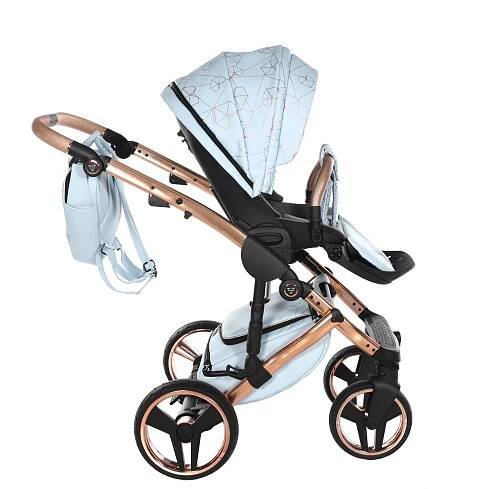 Junama Diamond Stroller Heart in Blue + Rose Gold by KIDZNBABY
