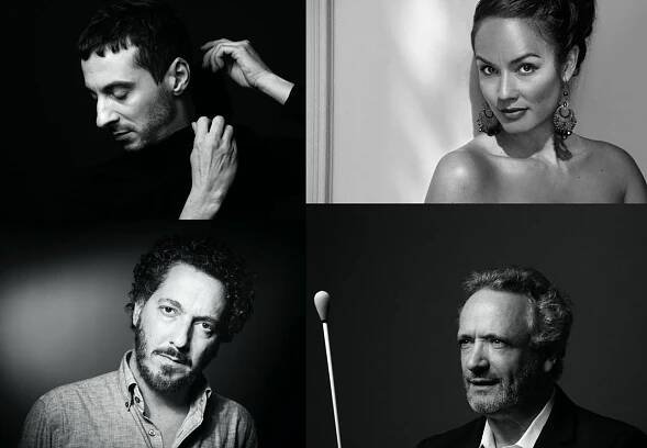 Le metteur en scène Thomas Jolly, la soprano Gaëlle Arquez, le comédien Guillaume Gallienne et le chef Louis Langrée