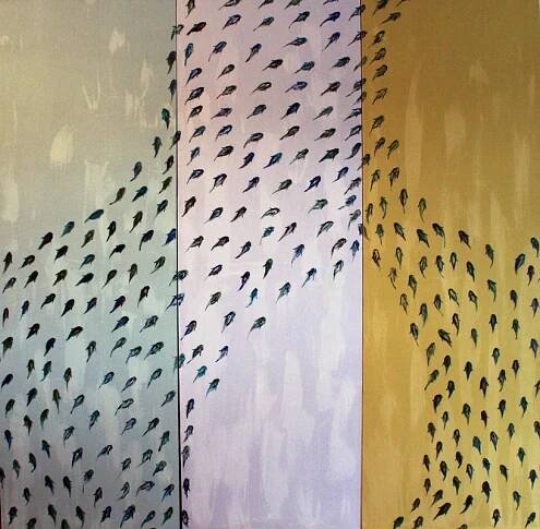large painting of fish