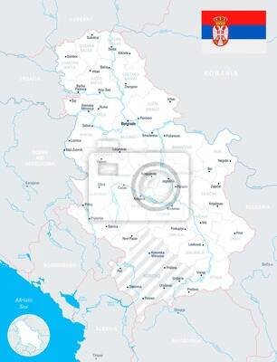 Mapa Srbska - podrobné vektorové ilustrace