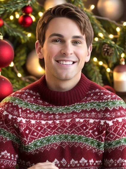 Christmas smilie man AI Human Generator profile pic template
