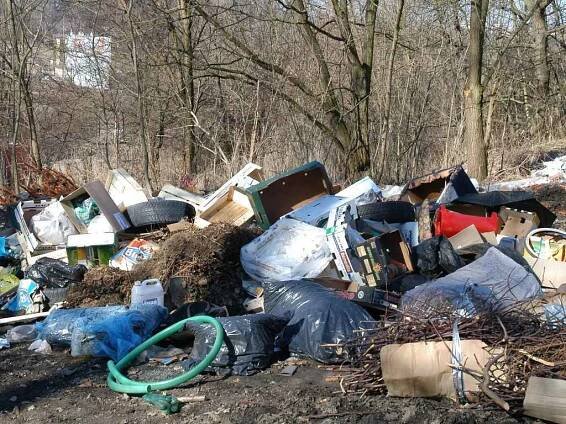 Černá skládka nedaleko paintballového hřiště v Benešově.
