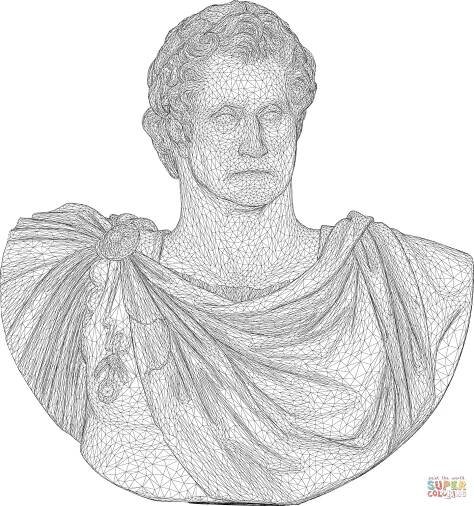 3D drátěný model busty George Washingtona omalovánka | Omalovánky k Vytisknutí Zdarma