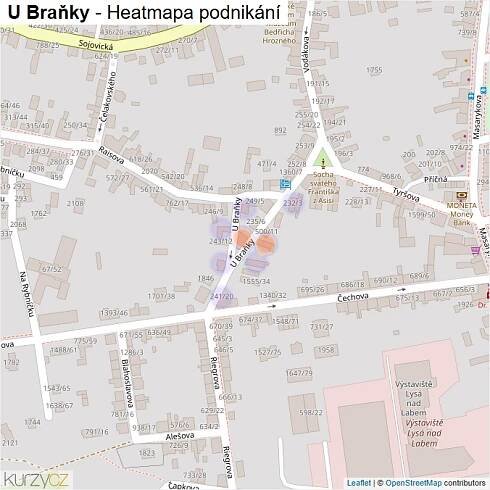 Mapa U Braňky - Firmy v ulici.
