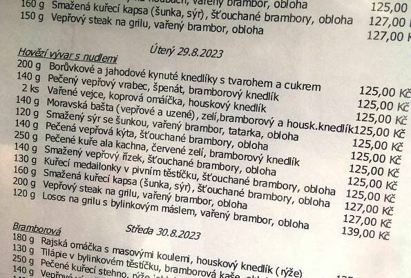 Meníčka v Novém Jičíně, restaurace Gábi.