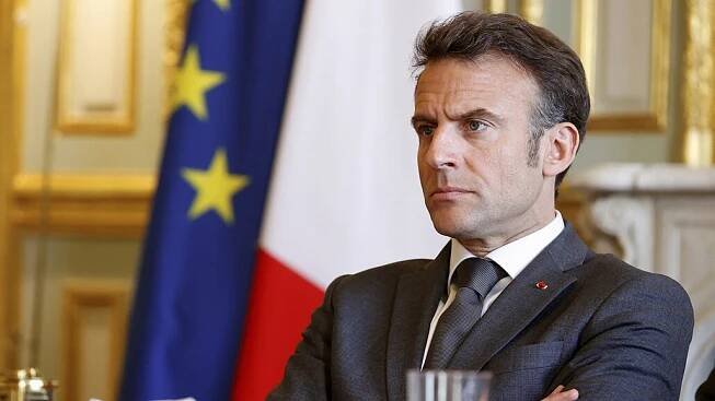 Francouzský prezident Emanuel Macron (18. dubna 2023)