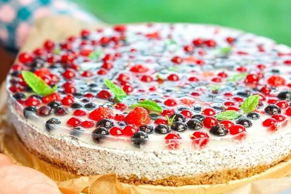 Makový cheesecake s ovocem – Snědeno.cz