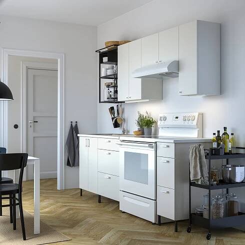 ENHET Kitchen - anthracite/white 92x25 5/8x84 1/2 "