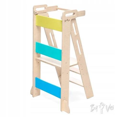 Skládací učící věž 90cm COMFORT - modrá duha