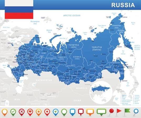 rusko - mapa a vlajka â ilustrace - kaliningrad stock ilustrace