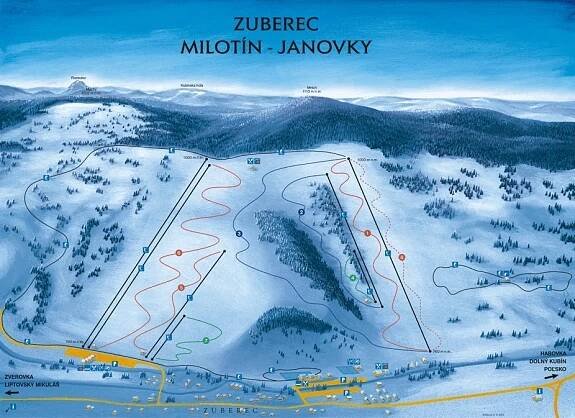 Zuberec – Janovky Mapa sjezdovek