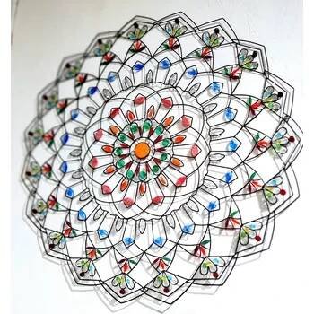 Mandala drátěná vykládaná korálky Barevný sen 83cm KřídlAndělů