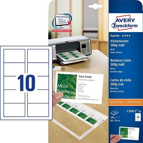 Avery Zweckform® C32011-10 C32011-10 vizitky Superior, 85 x 54 mm, jednostranně