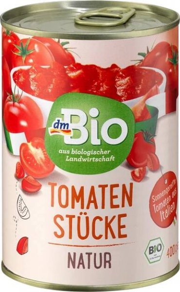 dmBio bio rajčata kousky ve vlastní šťávě, 400 g