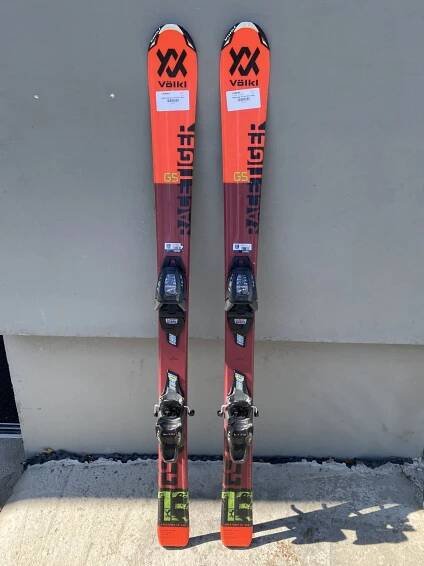 Bazar - Dětské sjezdové lyže Völkl Racetiger Jr GS red 19/20 + VMotion 4.5 - délka 120 cm