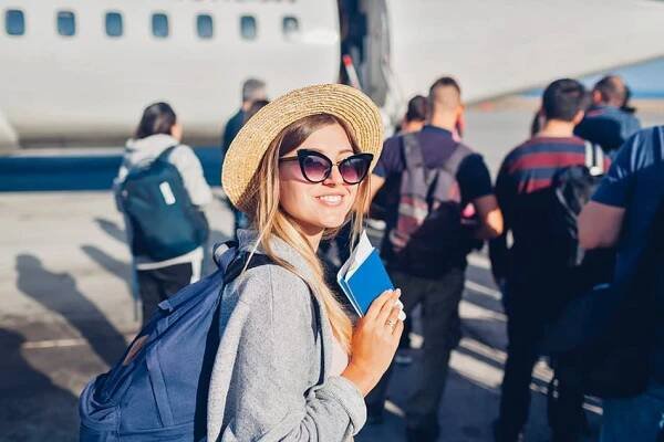 Airplane girl passport holidays