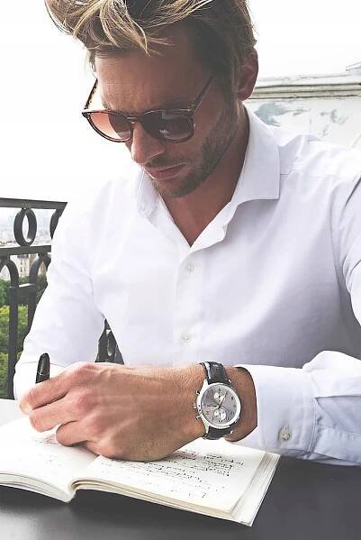 Elegantní náramkové hodinky William L. Chrono SEIKO Přírodní kůže Stříbrná Tvar pouzdra kulaté