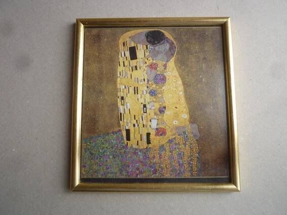 Obrázek Gustav Klimt - Polibek zasklený - 20 x 18 cm - Umění
