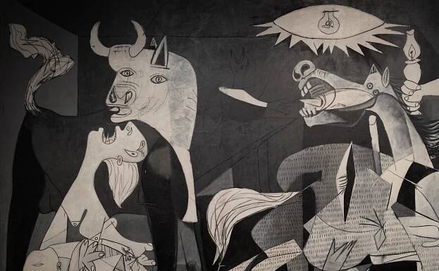 Bull and horse (detail), Pablo Picasso, Guernica, 1937, oil on canvas, 349  x 776 cm (Museo Nacional Centro de Arte Reina Sofía, Madrid)