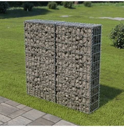 OMAXI Gabionová zeď s kryty z pozinkované oceli 100 x 20 x 100 cm 592138