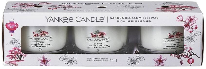 Yankee Candle Sada votivních svíček ve skle Sakura Blossom Festival 3 x 37 g - Dar Bylin