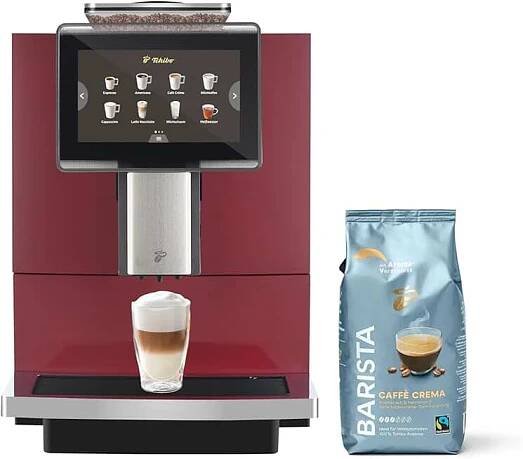 Tchibo Plně automatický kávovar Office včetně 1 kg Barista Caffè Crema zdarma, keramický mlýnek, barevný dotykový displej,...