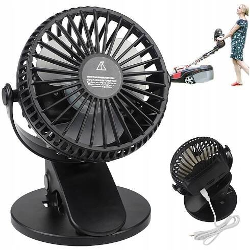 KOČÁREK PRO DĚTI VENTILÁTOR STOJAN MINI USB STOLNÍ VĚTRÁČEK S KLIPEM AKUMULÁTOR