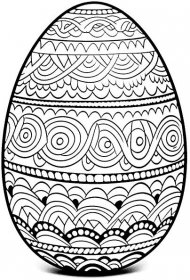 Difficult Easter Egg Coloring Page - An intricately designed Easter egg with intricate patterns and details for older kids to color.