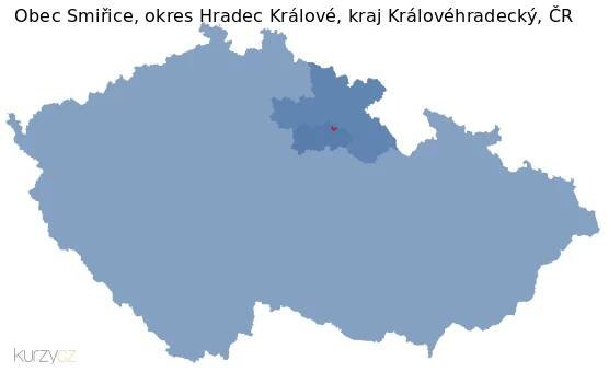 Mapa obce Skřivany, okresu Hradec Králové a kraje v ČR