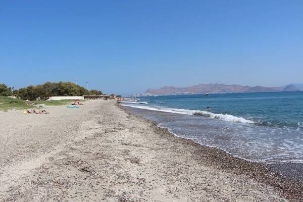 The Lambi Beach in Kos Town on the island of Kos in Greece.